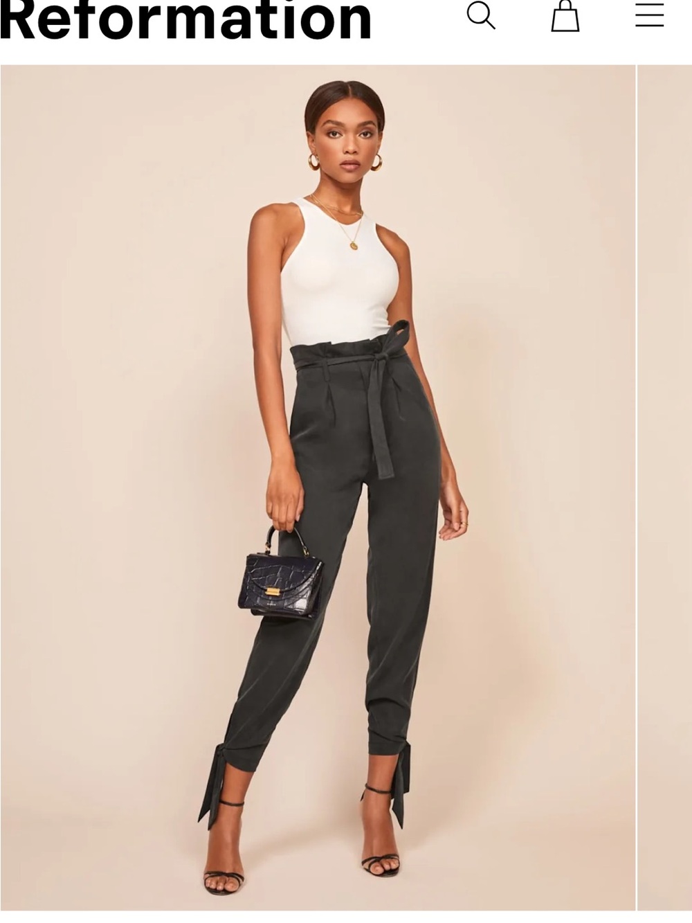 Reformation | paper bag tie ankle pants